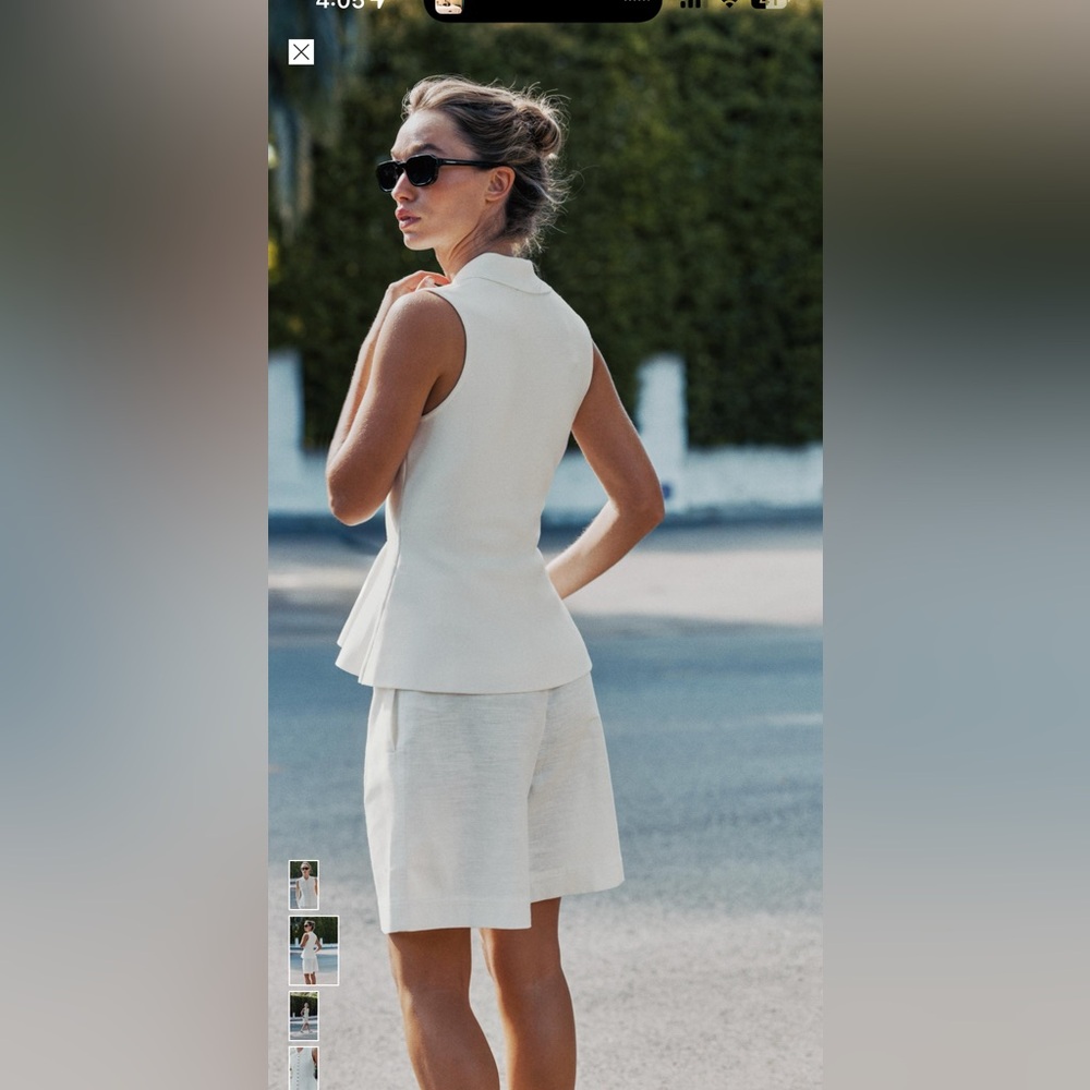 Zara Knit  White Sleeveless Button-Up Blouse - Picture 6 of 11